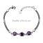 Factory directly selling length adjustable white gold plated bracelet inlaid purple CZ stone