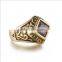 vintage cubic zircon engrave antique gold 316L stainless steel rings band for men