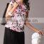 Pretty Steps 2016 elegant ladies casual printed short sleeve summer blouses high quality round collar blouse for women
