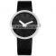 2015 New Fashion Simple Black Leather Band White Dial Women Lady Sport Quartz Wrist Watch