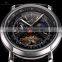 Mens Black Dial Leather Automatic Mechanical Sport Analog Watch