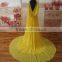 Yellow Chiffon Pleated Backless Beading Customized Prom Party Evening Dresses Vestidos PD032 real evening dress