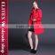 2015 Office Red Double-Breasted Ladies Overcoat Designs With Belt Winter Dress