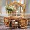 Deluxe Upholstery Queen Anne Bed, Noble Design Carved Wooden Bedroom Set, Vitoria Style Furniture King Size Bed