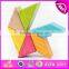 New arrival 18PCS DIY wooden puzzle 4D toy,Colorful and Non-toxic wooden diy block toy wholesale W03B047