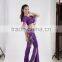 Hot sale adult elegant 2pcs top and pants purple practice wear for bellydance