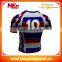 Hongen apparel Specialized 100% polyester made sublimation custom rugby football jersey