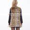 European hot style leopard grain color soft long lady faux fur vest woman dress