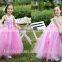 newest pink lovely flowers chiffon girl's dress