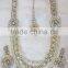 PEARL CRYSTAL Gold plated BRIDAL necklace EARRING set