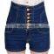 Hot Sale Women Fahion High Waist Single Breast Denim Pants Ladies Denim Shorts