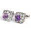 Mens Shirt Cufflinks Purple Crystal Wedding Cufflinks