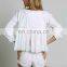 High quality white embroidery tops for lady,fashion babydoll blouse designs
