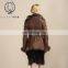 Elegant Style Sheep Fur Leather Overcoat Double Face Fur Coat Fox Fur Hooded Lamb Fur Skirt Jacket