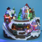 Polyresin Christmas Crafts Decoration 8'' LED train station  with moving train