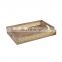 K&B wholesale custom decorative small rustic wooden ottoman serving tray with handle