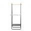 2 Tiers Commercial Wholesale Carbon Steel Coat Rack Hanger Shelf Garment Display Clothes Hanging Clothing Rack With Wheels