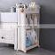 Multipurpose White Small 3Tier Pull Out Removable Storage Toilet Corner Organizer No Drill Bathroom Rack Plastic Shelf Wheeled