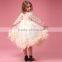 Wholesale Cream Girls Dress long sleeve feather decorated in pure color