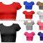 Plain Women Short Sleeve Crop Tops T Shirt