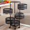 Custom 3/4/5 Layer New Design Round Movable Rotating Kitchen Basket Trolley Rack Kitchen Organizer And Storage