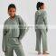 2 Pieces Waffle Pattern Side Pockets Hooded Jackets Women Adjustable Loose Pants Set