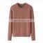 Women's 100% Cashmere Cable Knit Long Sleeves Casual Sweater Winter O-Neck with Front Logo OEM Service