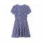 2025 new short sleeved floral skirt European and American V-neck ruffle edge fake style dress