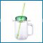 Promotion Plastic Mugs, creative straw cup with handle and lid