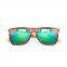 Colorful Mirror Lens Outdoor UV 400 Classic Designer Eyewear Wooden Temple Sunglasses