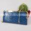 Women Blue Wallets Metal Frame Ladies Hand Purse