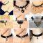 IN STOCK Vintage Silver Black Real Leather Cord Charm Simple Choker Necklace GJ-117