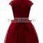 CRIMSON RED BELTED PARTY DRESS