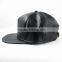 5-Panel black snapback hats no minimum custom leather snapback