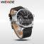 WEIDE Brand 2016 Men Casual Watch Business Style Two Time Zone 3ATM Waterproof Black Leather Strap China Top Sale Wrist Watch