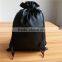 Large Size Black Drawstring Jewelry Pouch, Satin