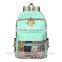 canvas school backpack bag with leather trim