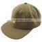 Khaki Color Unisex 6 Panel Fashion Custom Corduroy Cap Snapback with Leather Strap Metal Buckle Closure
