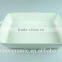 Enamel Ceramic Baking Dish White Green Line Decor Serving Dish Rectangular With Handle