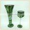 mosaic crackle glass vase green