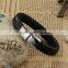 Factory Customized logo Genuine Mens Leather Bracelet Stainless Steel Bracelet