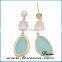 Brass frame material single stone earring designs glass stone earrings
