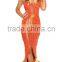Women sexy orange mermaid dress with gold tail MZ002