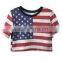 American flag Black White Tees latest new design short style lady printing graphic t shirt for women