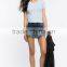 OEM service women cheap ribbed knit plain slim fit t shirt