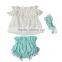 New arrival baby girl open shoulder top shorts outfits,pompom top set