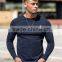 Navy Blue Mens Long Sleeve Muscle Fit T-Shirt Long Drop Curved Hem T Shirt Elongated Muscle Gym T Shirt Longline Gym Shirt