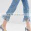 New pattern Latest design jeans pants women tight jeans flared with tassel from jeans manufacturers china