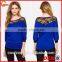 3/4Sleeve Contrast Trims Lacey Yoke Lady Blouses for Women Summer 2015