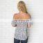 Elastic Strapless Neckline Print Off Shoulder Top for Women